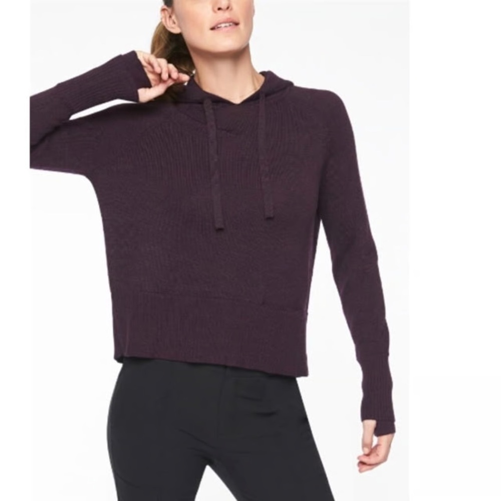 ATHLETA VERONA WOOL HOODIE AUBERGINE